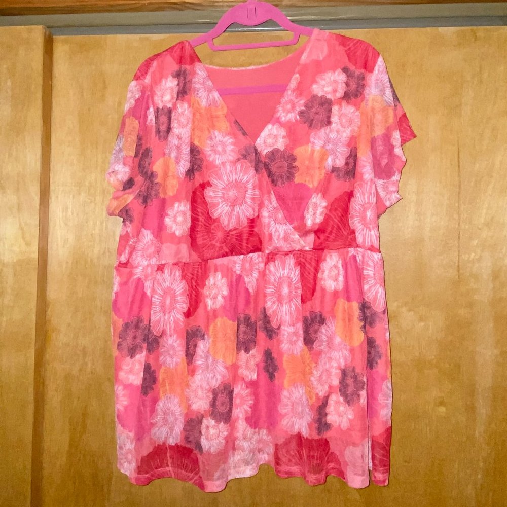 Charter Club Women's Plus Size Floral Blouse 3XL